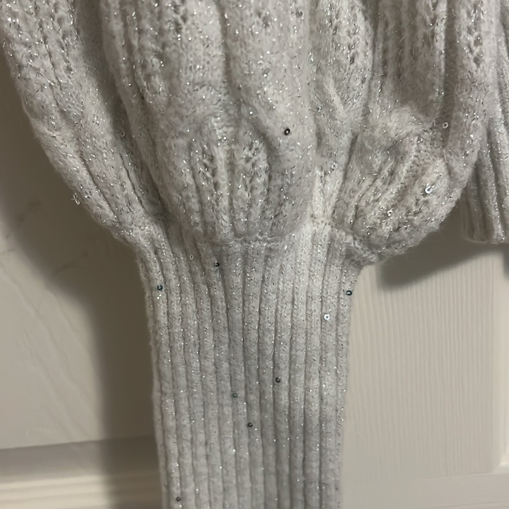 Express worn once holiday sweater. Size M. Sequence and silver - Picture 3 of 10
